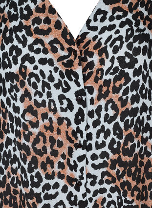 Kortærmet viskose tunika i farvet leopard print, Blue Leo AOP, Packshot image number 2