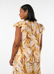 Bluse i viskose med bladprint og fl&aelig;sedetaljer, Gul, Model image number 2