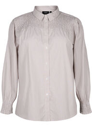 Stribet skjorte med smock, Silver Mink Wh. St.