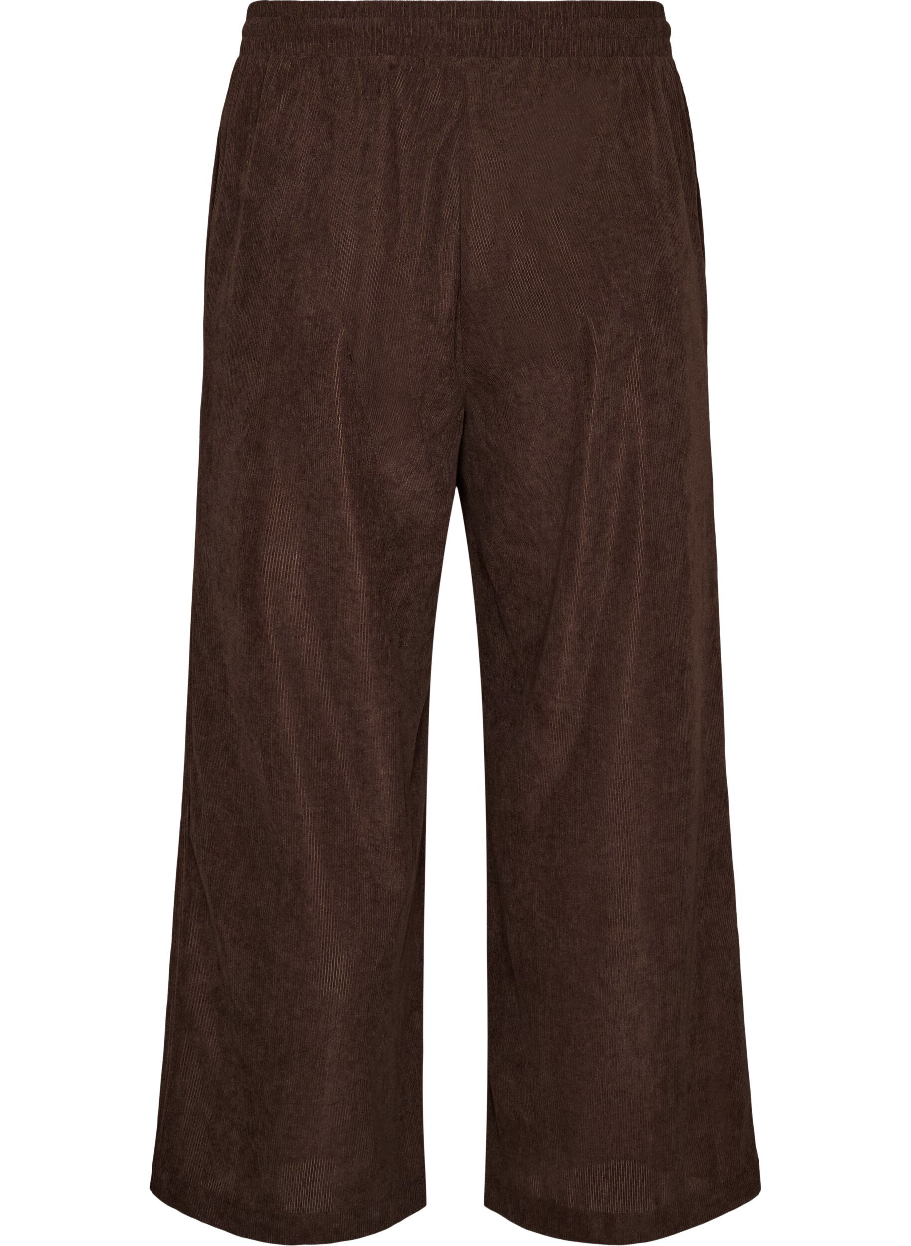 ZizziFl&oslash;jlsbukser med vide ben og h&oslash;j talje, Brun, Packshot image number 1