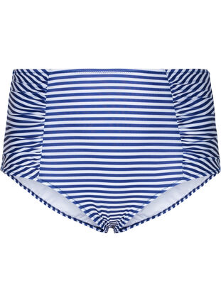 Stribet bikinitrusse med høj talje, Blue Striped, Packshot image number 0