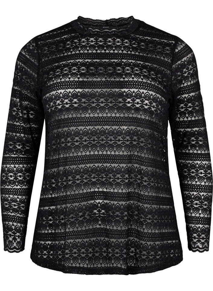 Blondebluse med lange ærmer, Black, Packshot image number 0