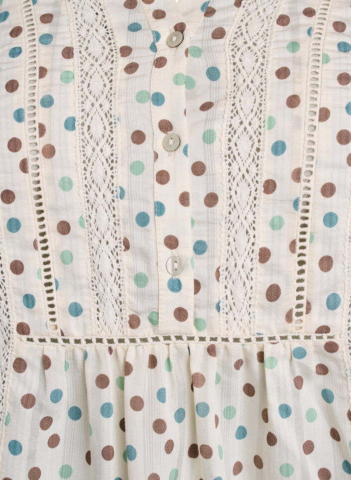 Bluse med print og 1/2 &aelig;rmer, Hvid, Packshot image number 2