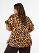 Bluse med leopardprint og fl&aelig;sedetaljer, Brun, Model image number 2