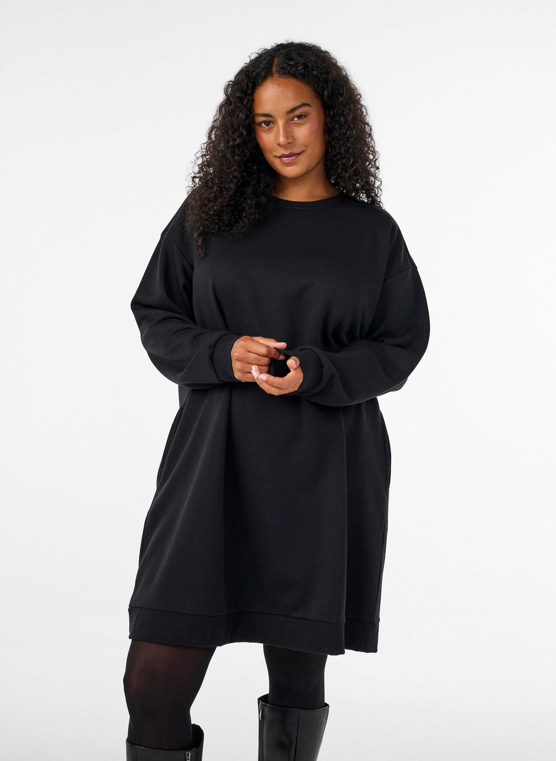 ZizziL&oslash;s sweatkjole med lommer, Sort, Model image number 0