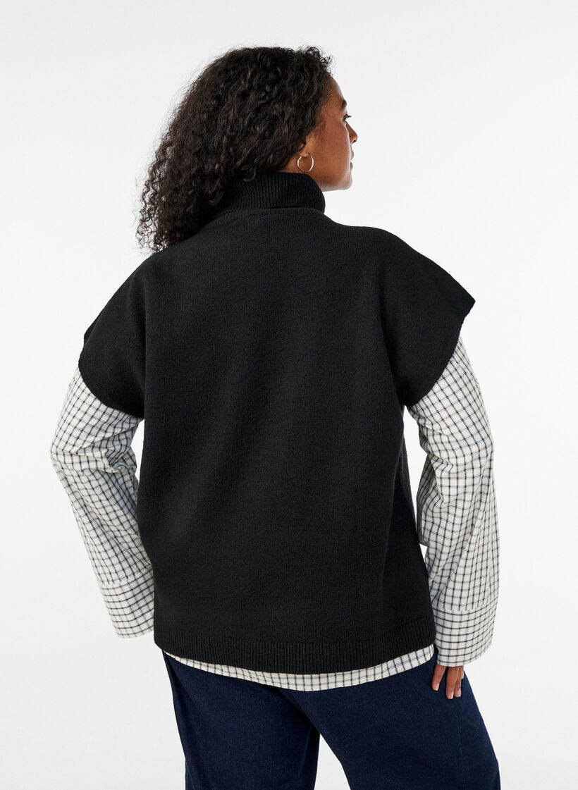 Strikvest med rullekrave, Sort, Model image number 2