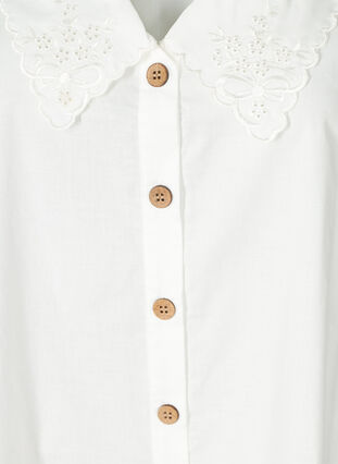 Ærmeløs skjorte i bomuld, Bright White, Packshot image number 2