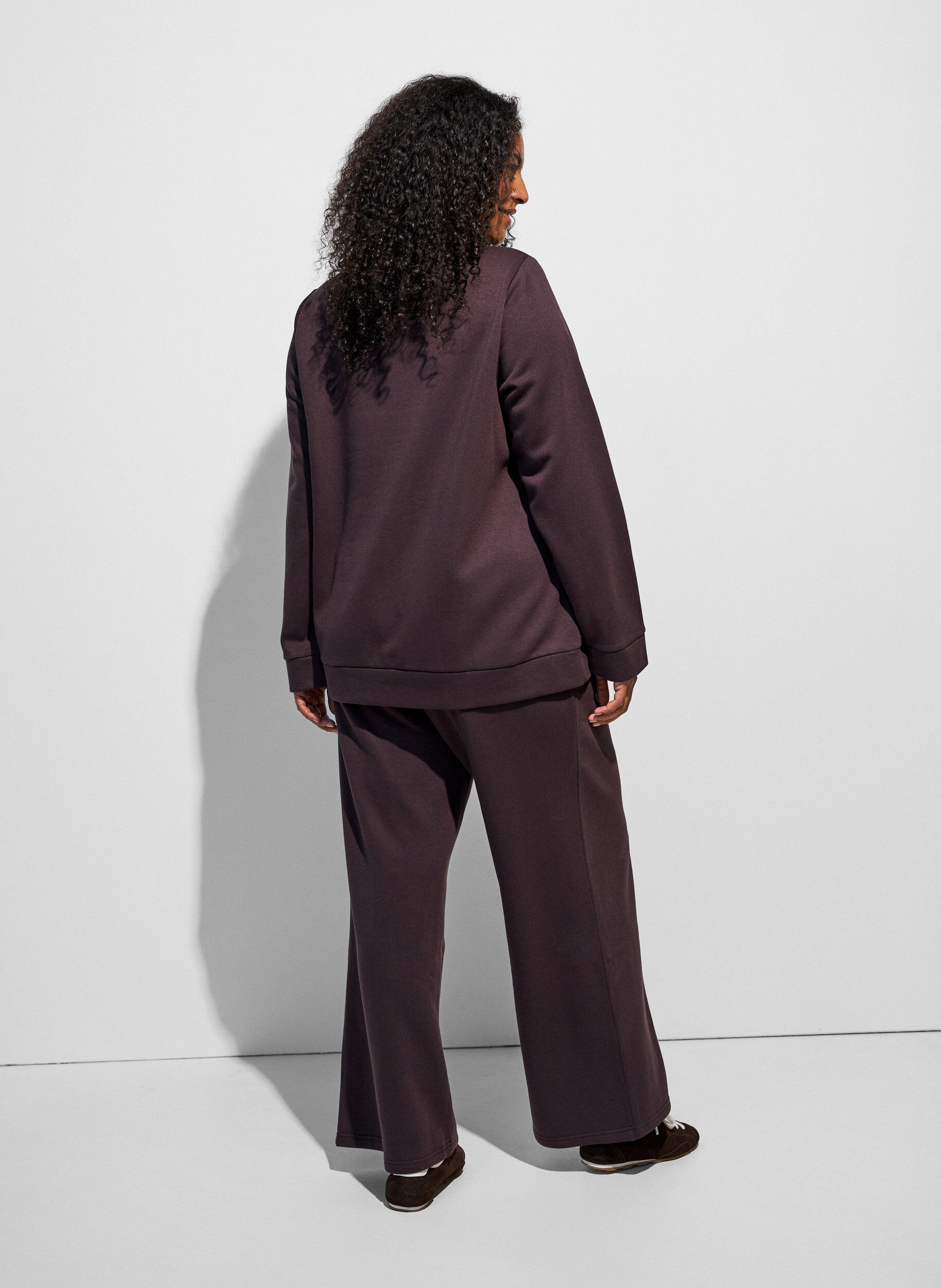 ZizziSweatshirt med h&oslash;j krave og lynl&aring;s, Brun, Model image number 2