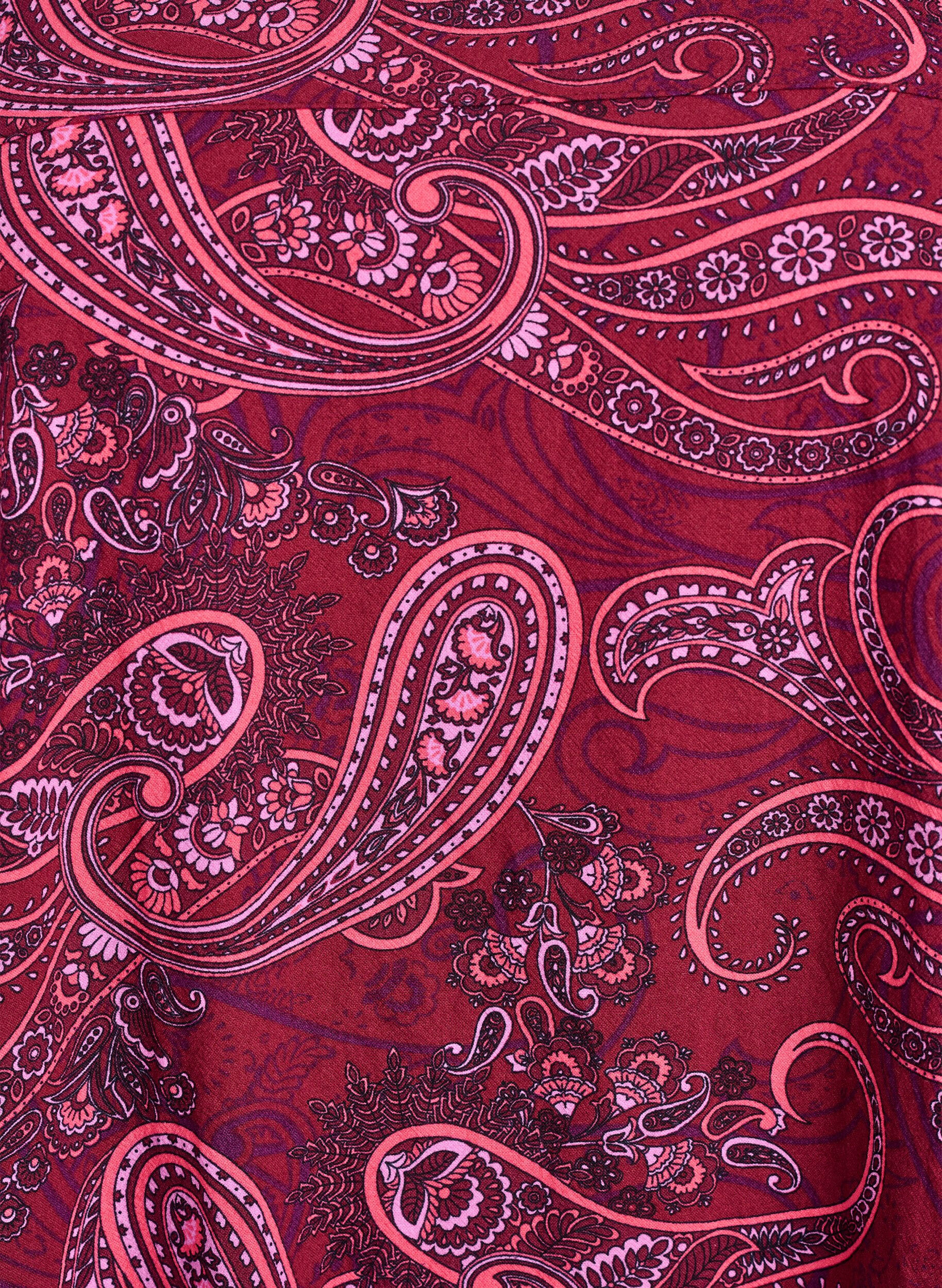 ZizziKort&aelig;rmet bomuldskjole med print, R&oslash;d, Packshot image number 2