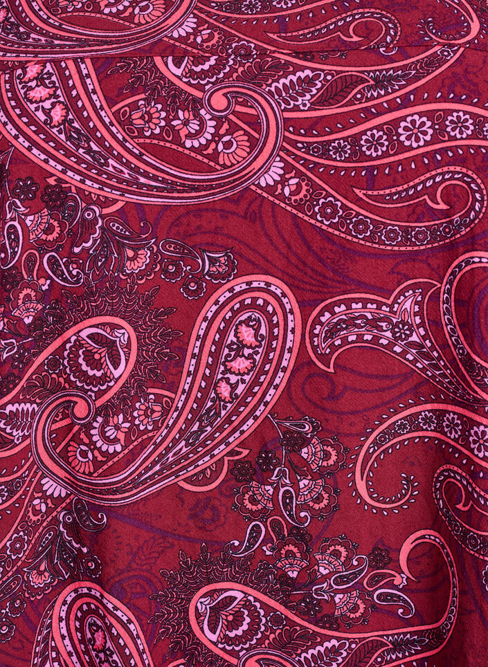 Kort&aelig;rmet bomuldskjole med print, R&oslash;d, Packshot image number 2