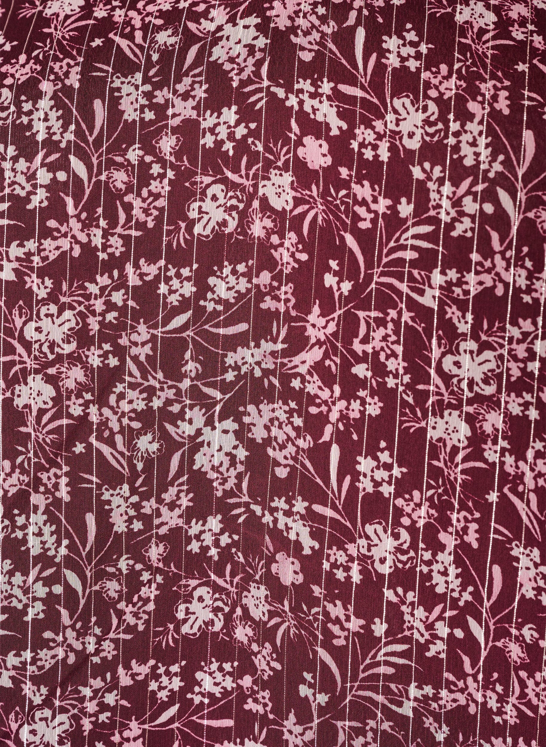 ZizziBluse med blomsterprint og glittertr&aring;d, R&oslash;d, Packshot image number 2