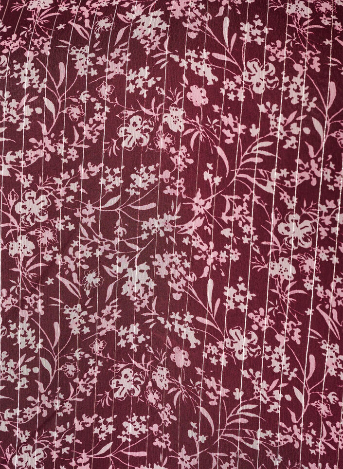 Bluse med blomsterprint og glittertr&aring;d, R&oslash;d, Packshot image number 2