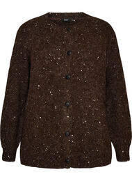 Cardigan med pailletter og knapper, Brun