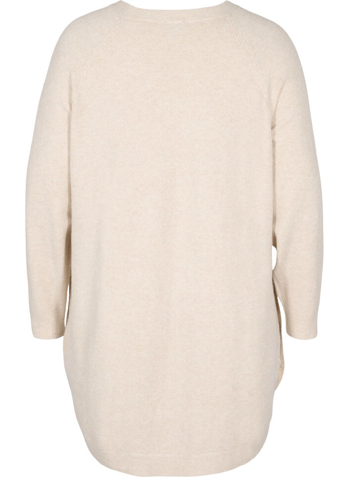 Meleret strikkjole med knapper, Pumice Stone Mel., Packshot image number 1