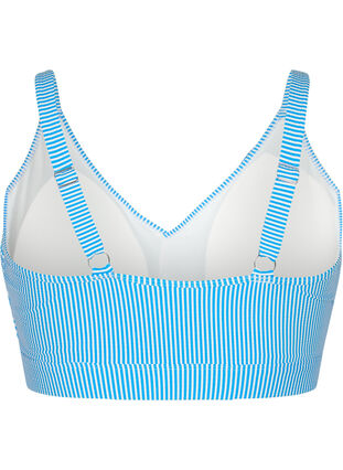 Stribet bikinitop med wrap og flæser, BlueWhite Stripe AOP, Packshot image number 1