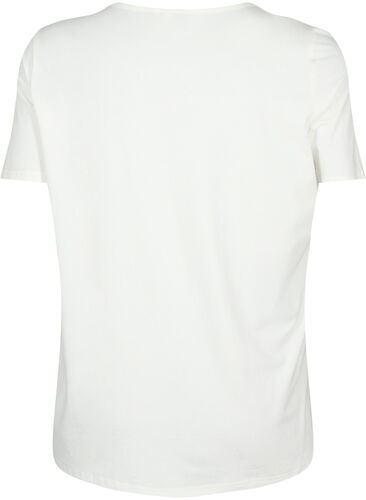 T-shirt med v-udskæring og krydsdetalje, Warm Off-white, Packshot image number 1
