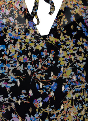 Tunika med blomsterprint og lurex, Black/Vibrant Flower, Packshot image number 2