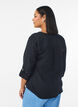 Bluse i bomuldsmusselin med broderi anglaise, Sort, Model image number 2
