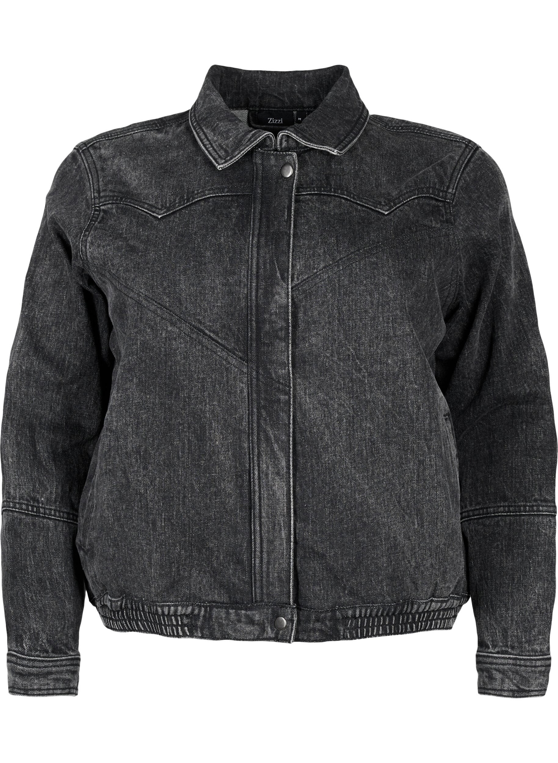 Zizzi Denimjakke med skjult lynl&aring;s, Dark Grey Denim, Packshot image number 0