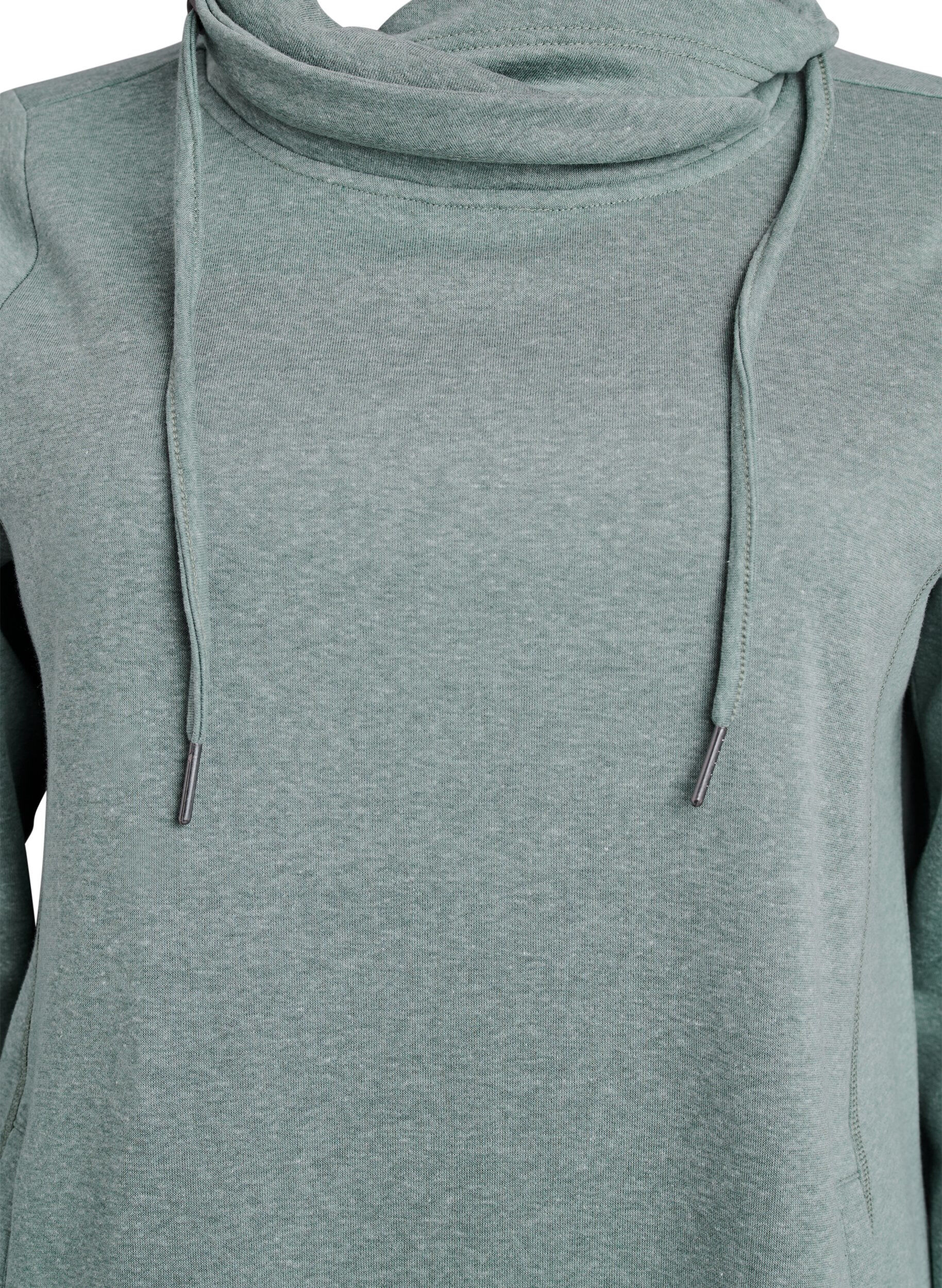 Zizzi FLASH - Kort sweatkjole med h&oslash;j krave og lommer, Gr&oslash;n, Packshot image number 2