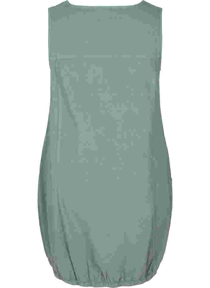 Ærmeløs kjole i bomuld, Balsam Green, Packshot image number 1