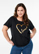 Bomulds t-shirt med motiv, Black w. Gold Love, Model image number 0
