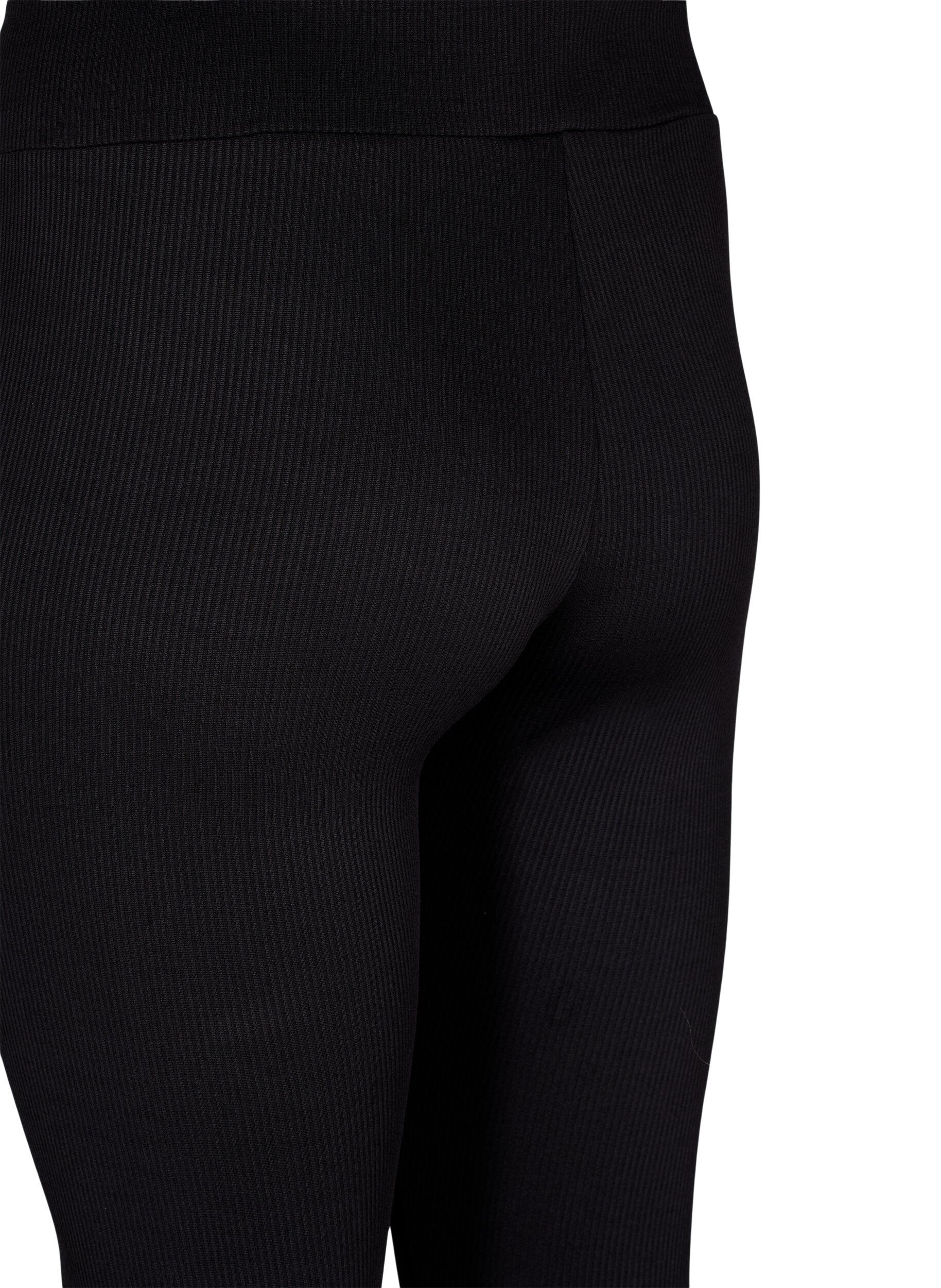 Zizzi Leggings med stretch og ribstruktur, Black, Packshot image number 3
