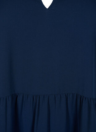 Kortærmet kjole med a-snit og skæringer, Navy Blazer, Packshot image number 2
