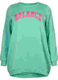 Lang sweatshirt med tekstprint, Neptune Green 