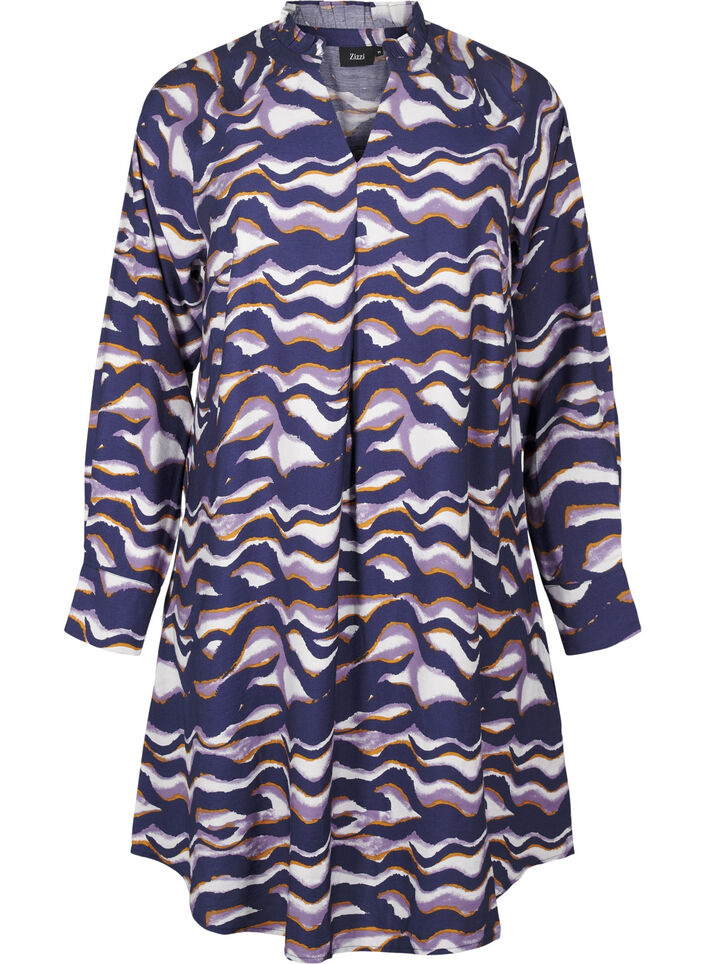 Knælang kjole med print og a-shape, Naval Academy AOP, Packshot image number 0