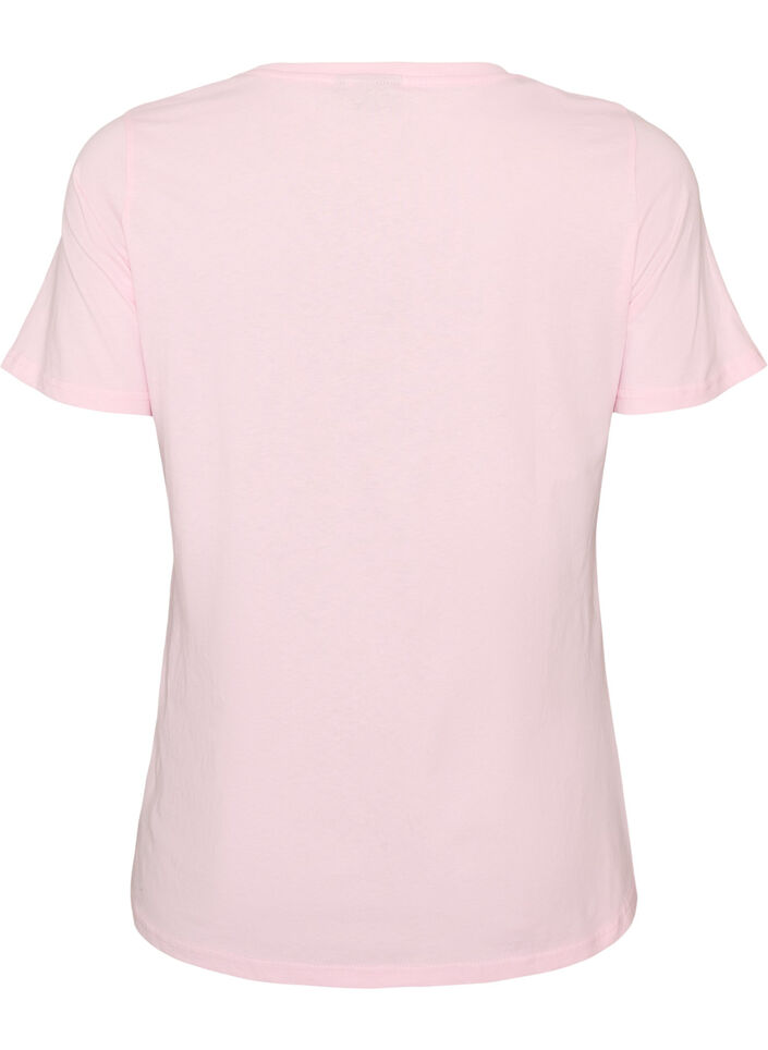 T-shirt i bomuld med print foran, Lyser&oslash;d, Packshot image number 1