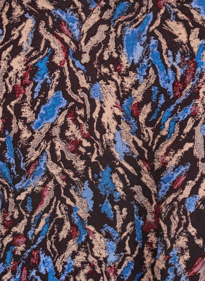 Bluse med V-udskæring og 3/4-ærmer, Blå, Packshot image number 2