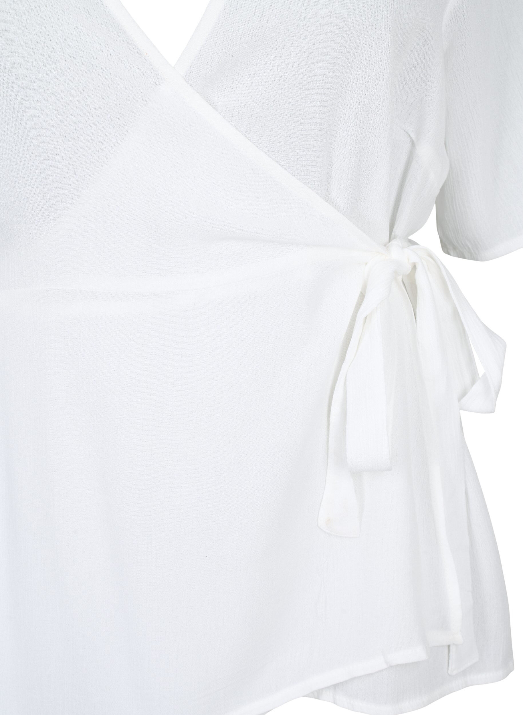 Zizzi Viskosebluse med wrap, Bright White, Packshot image number 2
