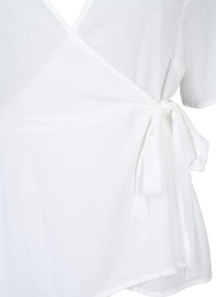 Blomstret viskosebluse med wrap, Bright White, Packshot image number 2