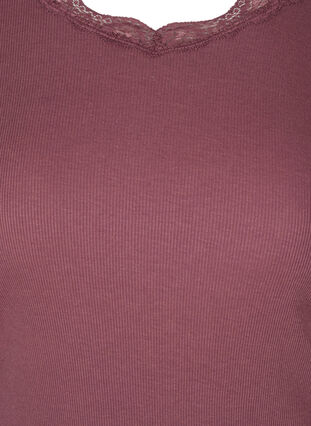 Langærmet ribbet bluse med blondedetaljer, Rose Taupe, Packshot image number 2