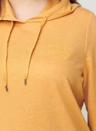 Sweatshirt med hætte og tryk, Spruce Yellow Mel., Model image number 2