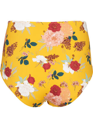 Højtaljet bikini underdel med blomsterprint, Yellow Flower Print, Packshot image number 1