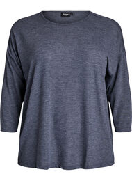 Jerseybluse med 3/4 &aelig;rmer, Gr&aring;