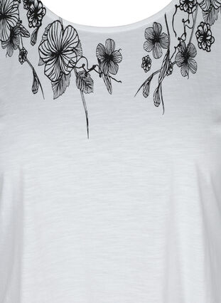 Bomulds t-shirt med printdetaljer , Bright White FLOWER, Packshot image number 2