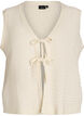 Strikket vest med struktur og bindeb&aring;nd, Vanilla, Packshot image number 0