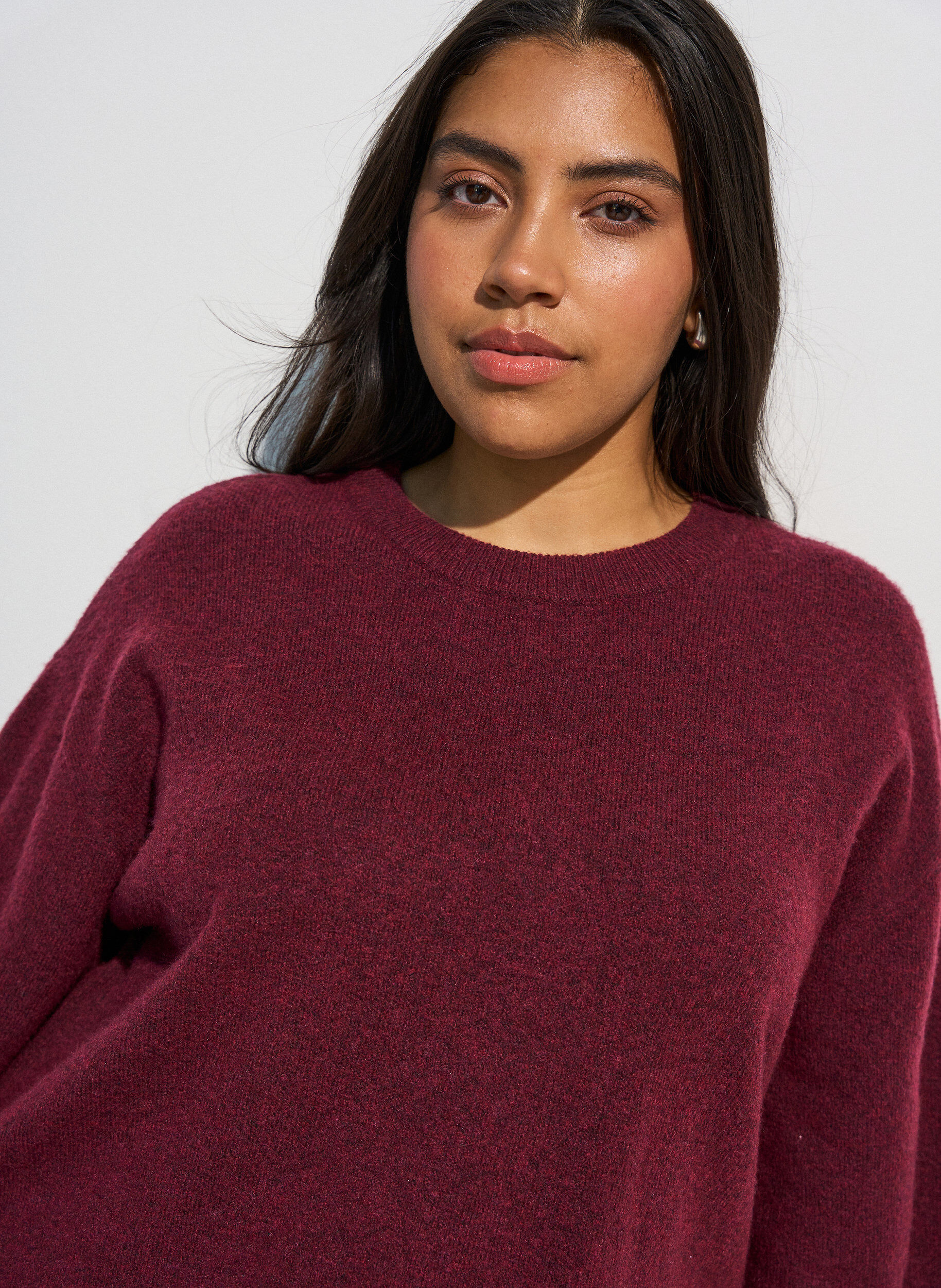 ZizziL&oslash;s strikbluse med korte &aelig;rmer, R&oslash;d, Model image number 3