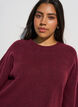 L&oslash;s strikbluse med korte &aelig;rmer, R&oslash;d, Model image number 3