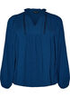 Bluse med V-udsk&aelig;ring og crochetb&aring;nd, Bl&aring;, Packshot image number 0
