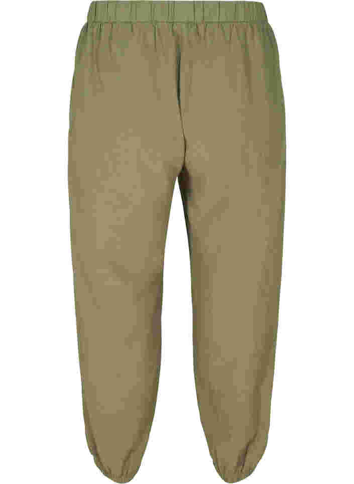 Cropped bukser i bomuld, Deep Lichen Green, Packshot image number 1