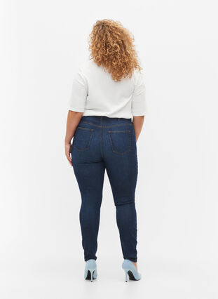 Super slim Amy jeans med slid og høj talje, Dark blue, Model image number 1