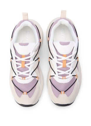 Wide fit sneakers med kontrastfarvet snøredetalje, Elderberry, Packshot image number 2