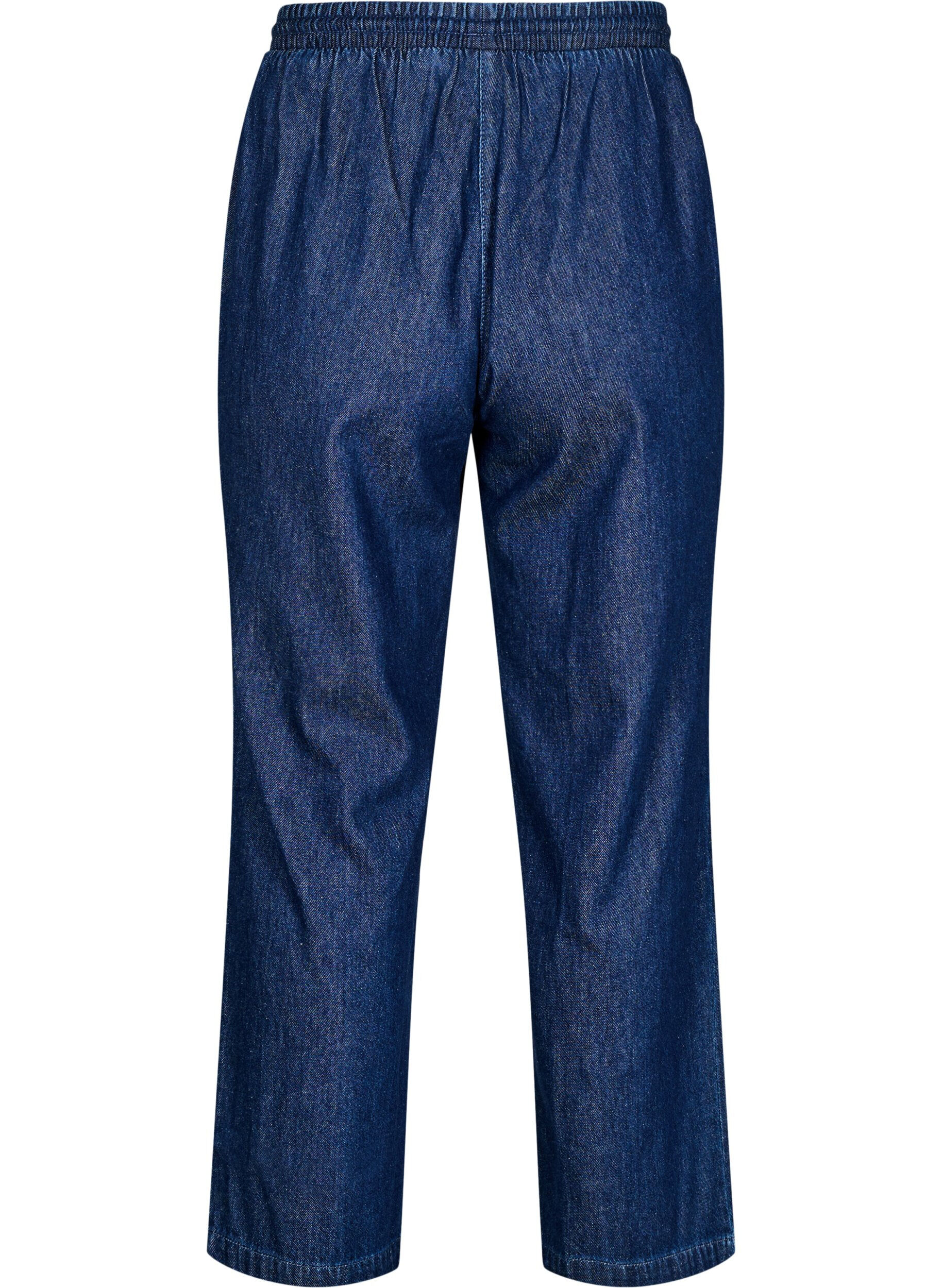 ZizziStraight fit jeans med elastik i taljen, Bl&aring;, Packshot image number 1