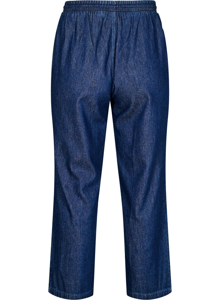 Straight fit jeans med elastik i taljen, Bl&aring;, Packshot image number 1