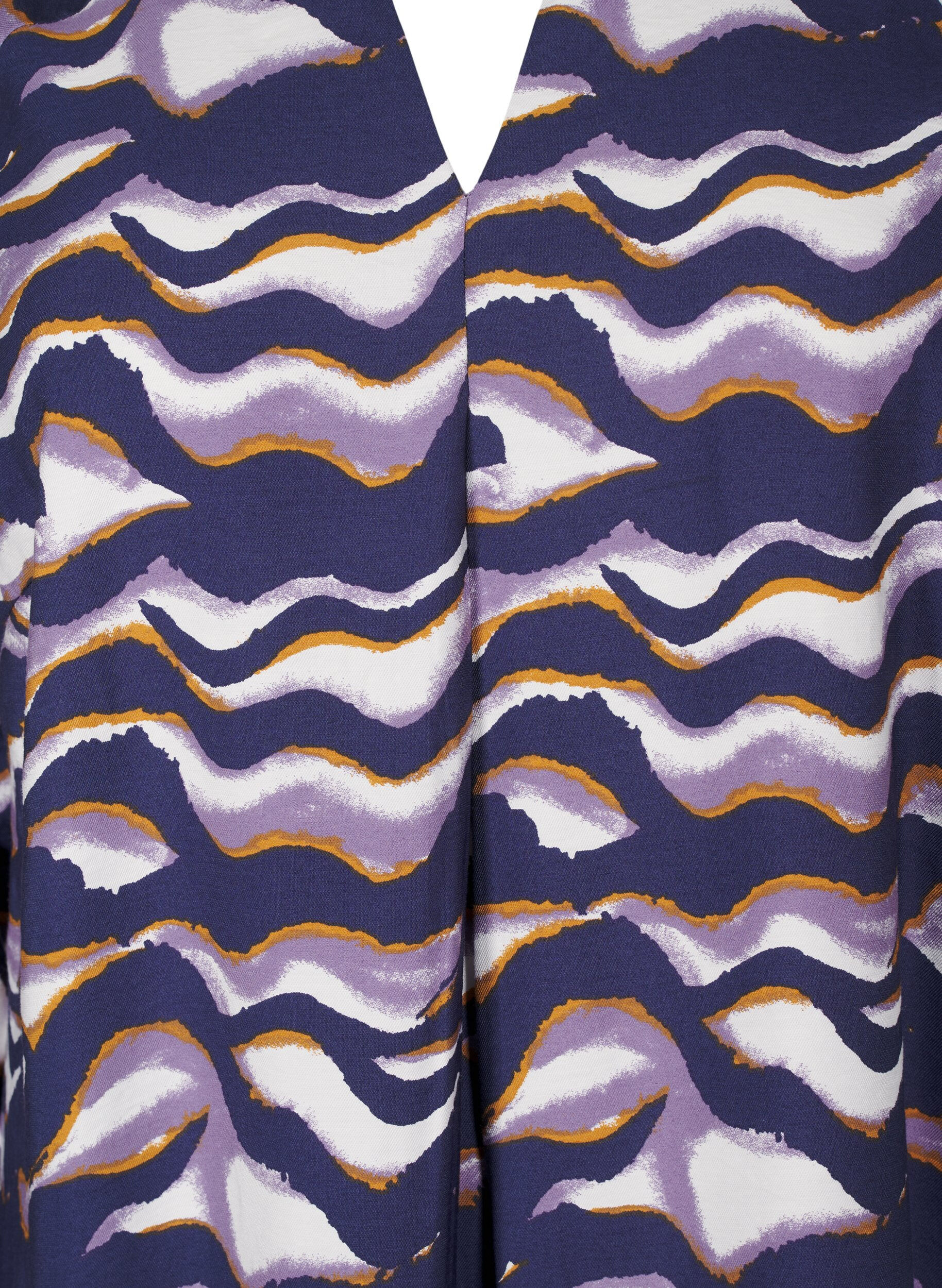 Zizzi Kn&aelig;lang kjole med print og a-shape, Naval Academy AOP, Packshot image number 2