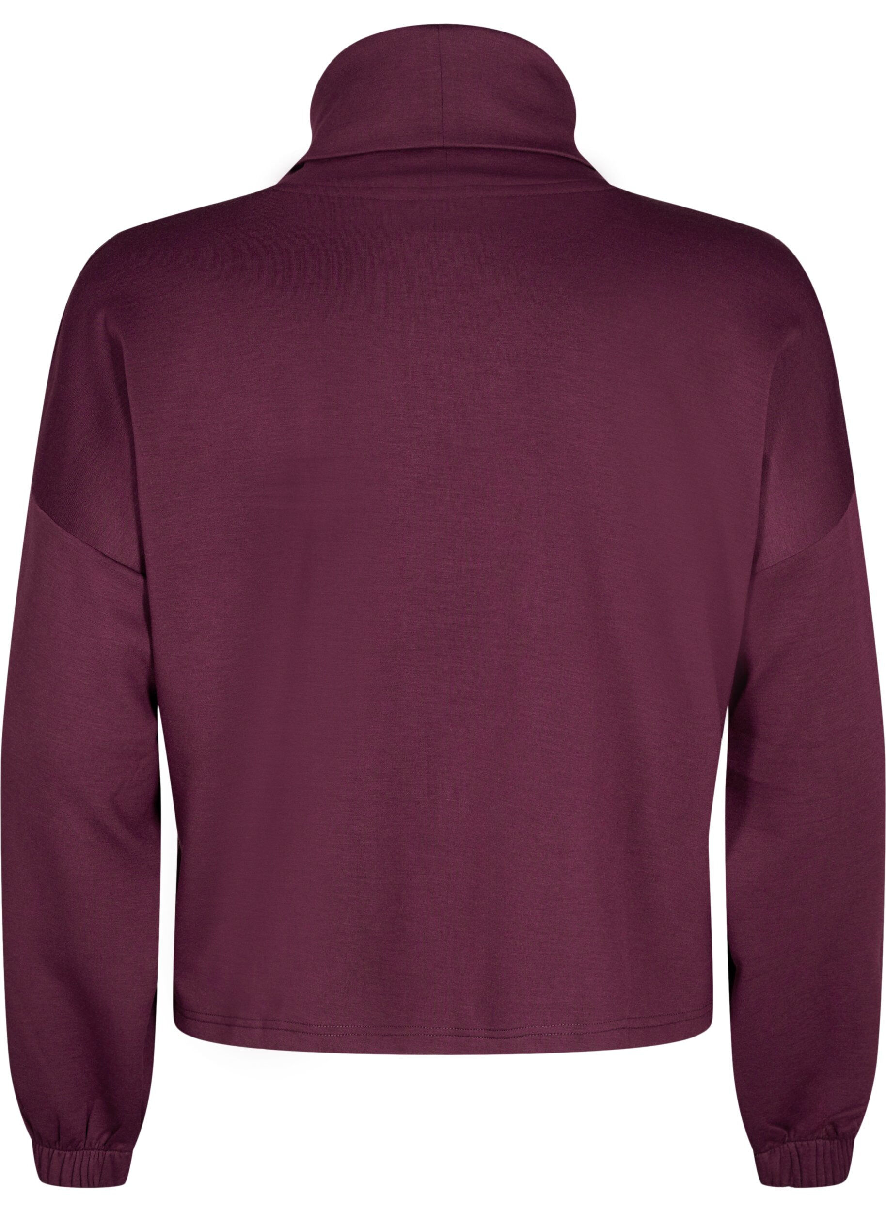 Zizzi Bluse med turtleneck i modalmix, M&oslash;rk Bordeaux, Packshot image number 1